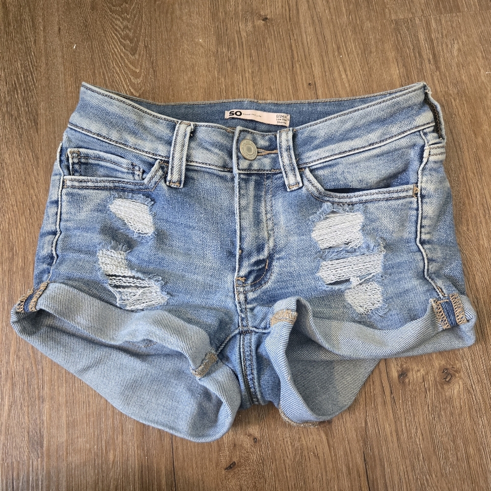 SO Juniors Ripped Denim Shorts